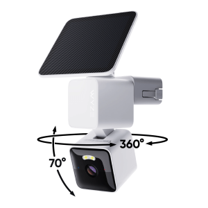 Wyze Solar Cam Pan 2K, Solar-Powered 360° Pan/Tilt Outdoor Security Camera, 2K HD, Color Night Vision, Spotlight, AI Tracking, IP65 Weatherproof